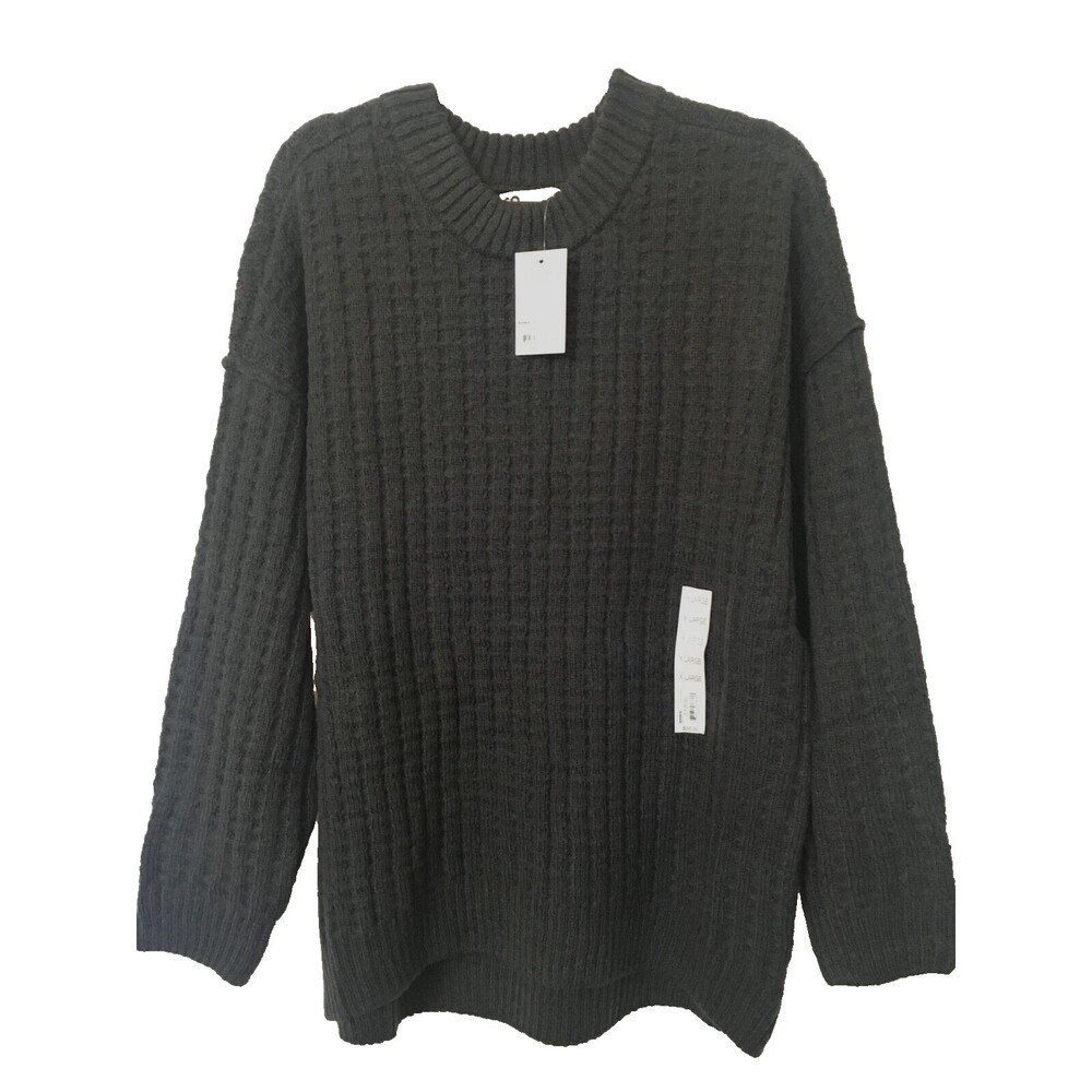 Womens Sweater Size XL Slate Blue Waffle Knit Lightweight L/S Soft Cozy  NWT